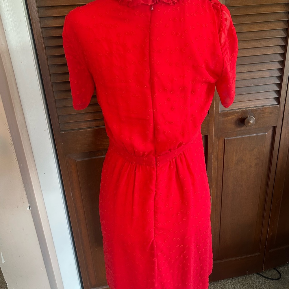 Monique Lhuillier Red High Neck Mini Dress - Picture 11 of 12